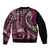 Vintage Samoa Siapo Mamanu Bomber Jacket Pink Samoan Tapa Motif - Polynesian Pride