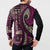 Vintage Samoa Siapo Mamanu Button Sweatshirt Pink Samoan Tapa Motif - Polynesian Pride