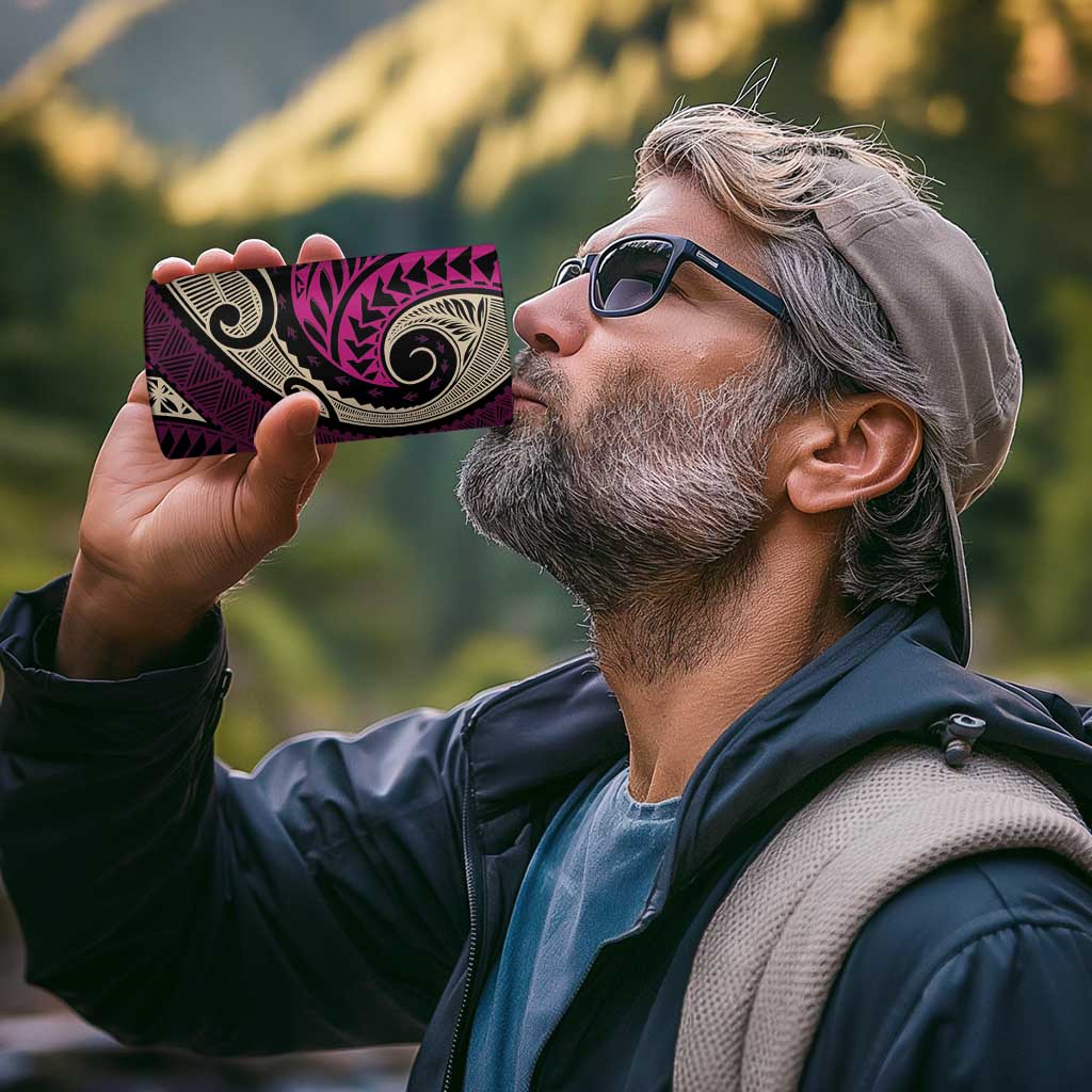 Vintage Samoa Siapo Mamanu 4 in 1 Can Cooler Tumbler Pink Samoan Tapa Motif - Polynesian Pride