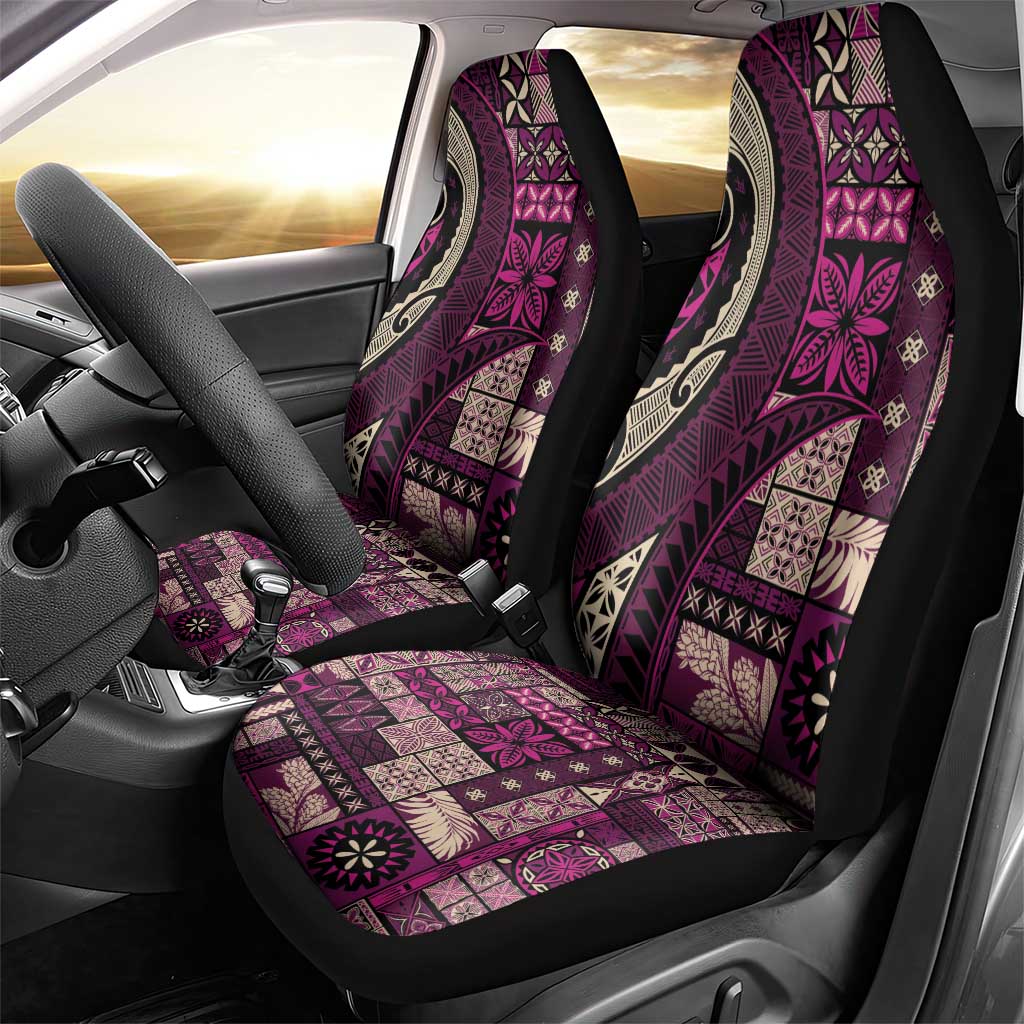 Vintage Samoa Siapo Mamanu Car Seat Cover Pink Samoan Tapa Motif - Polynesian Pride