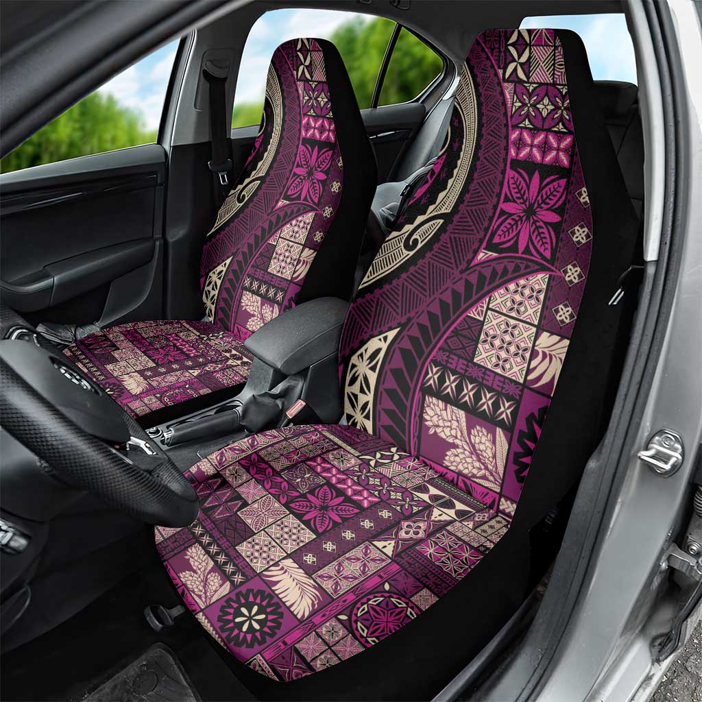 Vintage Samoa Siapo Mamanu Car Seat Cover Pink Samoan Tapa Motif - Polynesian Pride