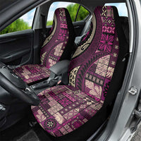 Vintage Samoa Siapo Mamanu Car Seat Cover Pink Samoan Tapa Motif - Polynesian Pride