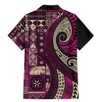 Vintage Samoa Siapo Mamanu Family Matching Mermaid Dress and Hawaiian Shirt Pink Samoan Tapa Motif - Polynesian Pride