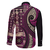 Vintage Samoa Siapo Mamanu Family Matching Mermaid Dress and Hawaiian Shirt Pink Samoan Tapa Motif - Polynesian Pride