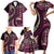 Vintage Samoa Siapo Mamanu Family Matching Short Sleeve Bodycon Dress and Hawaiian Shirt Pink Samoan Tapa Motif - Polynesian Pride