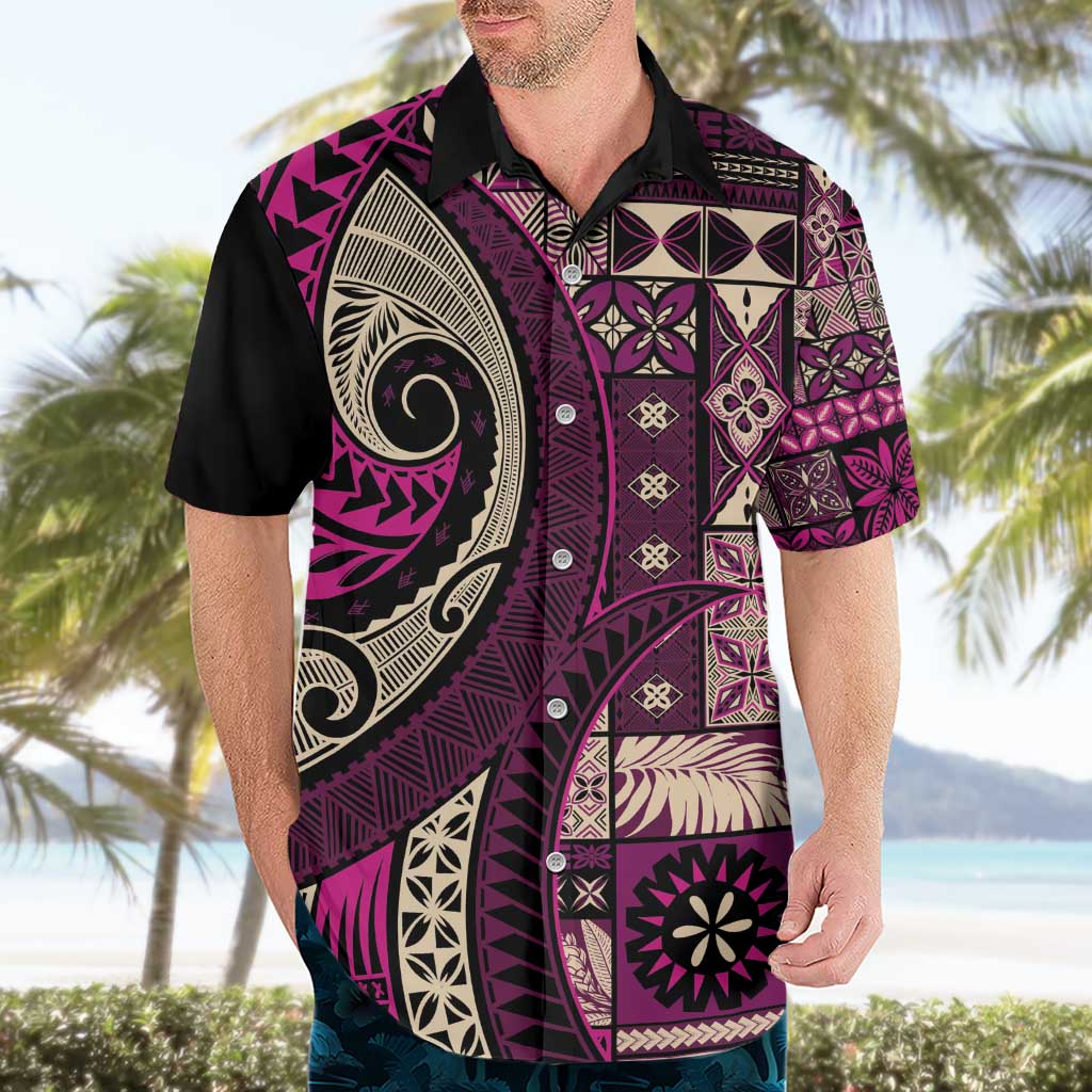 Vintage Samoa Siapo Mamanu Hawaiian Shirt Pink Samoan Tapa Motif - Polynesian Pride