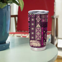 Vintage Samoa Siapo Mamanu Tumbler Cup Pink Samoan Tapa Motif - Polynesian Pride