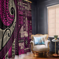 Vintage Samoa Siapo Mamanu Window Curtain Pink Samoan Tapa Motif - Polynesian Pride