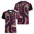 Vintage Samoa Siapo Mamanu Women V-Neck T-Shirt Pink Samoan Tapa Motif - Polynesian Pride