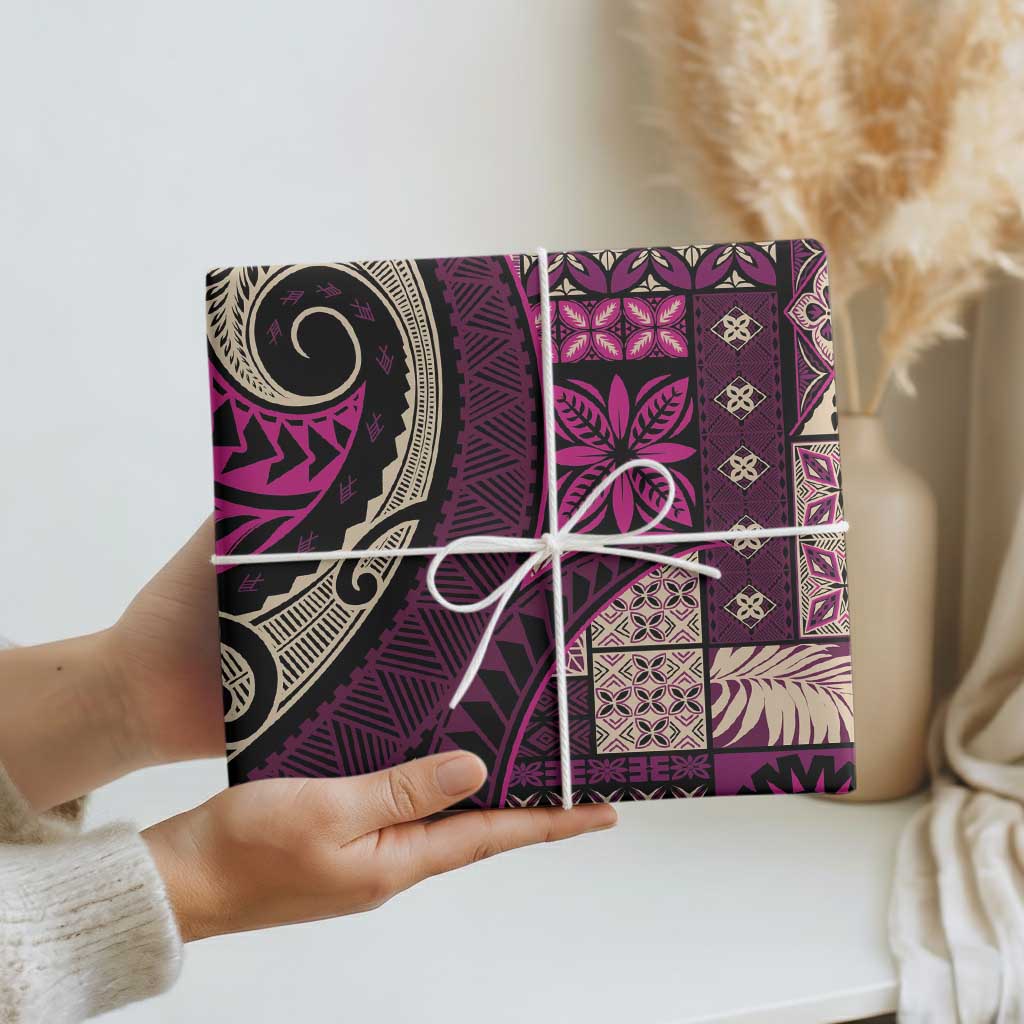 Vintage Samoa Siapo Mamanu Wrapping Paper Pink Samoan Tapa Motif - Polynesian Pride