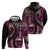 Vintage Samoa Siapo Mamanu Zip Hoodie Pink Samoan Tapa Motif - Polynesian Pride