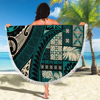 Vintage Samoa Siapo Mamanu Beach Blanket Teal Samoan Tapa Motif - Polynesian Pride
