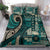 Vintage Samoa Siapo Mamanu Bedding Set Teal Samoan Tapa Motif - Polynesian Pride
