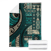 Vintage Samoa Siapo Mamanu Blanket Teal Samoan Tapa Motif - Polynesian Pride