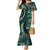 Vintage Samoa Siapo Mamanu Family Matching Mermaid Dress and Hawaiian Shirt Teal Samoan Tapa Motif - Polynesian Pride
