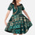Vintage Samoa Siapo Mamanu Family Matching Off Shoulder Maxi Dress and Hawaiian Shirt Teal Samoan Tapa Motif - Polynesian Pride
