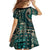 Vintage Samoa Siapo Mamanu Family Matching Off Shoulder Maxi Dress and Hawaiian Shirt Teal Samoan Tapa Motif - Polynesian Pride