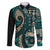 Vintage Samoa Siapo Mamanu Family Matching Tank Maxi Dress and Hawaiian Shirt Teal Samoan Tapa Motif - Polynesian Pride