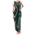 Vintage Samoa Siapo Mamanu Family Matching Tank Maxi Dress and Hawaiian Shirt Teal Samoan Tapa Motif - Polynesian Pride