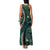 Vintage Samoa Siapo Mamanu Family Matching Tank Maxi Dress and Hawaiian Shirt Teal Samoan Tapa Motif - Polynesian Pride