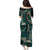 Vintage Samoa Siapo Mamanu Puletasi Teal Samoan Tapa Motif - Polynesian Pride