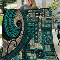Vintage Samoa Siapo Mamanu Quilt Teal Samoan Tapa Motif - Polynesian Pride