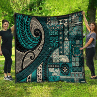 Vintage Samoa Siapo Mamanu Quilt Teal Samoan Tapa Motif - Polynesian Pride