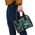 Vintage Samoa Siapo Mamanu Shoulder Handbag Teal Samoan Tapa Motif - Polynesian Pride