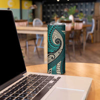 Vintage Samoa Siapo Mamanu Skinny Tumbler Teal Samoan Tapa Motif - Polynesian Pride