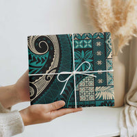 Vintage Samoa Siapo Mamanu Wrapping Paper Teal Samoan Tapa Motif - Polynesian Pride