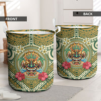 Hawaii Tiki Mask Laundry Basket Mele Kalikimaka i Iulai! LT9 - Polynesian Pride