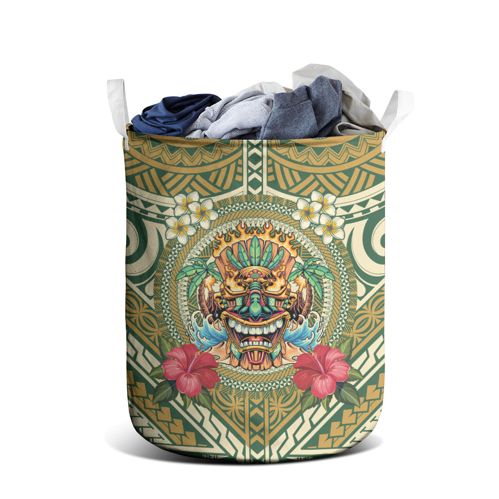 Hawaii Tiki Mask Laundry Basket Mele Kalikimaka i Iulai! LT9 - Polynesian Pride