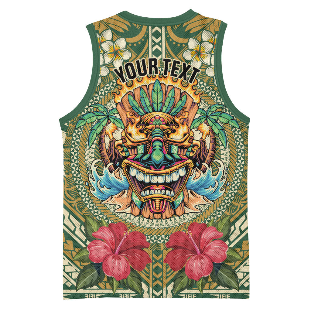 Hawaii Tiki Mask Personalized Basketball Jersey Mele Kalikimaka i Iulai!