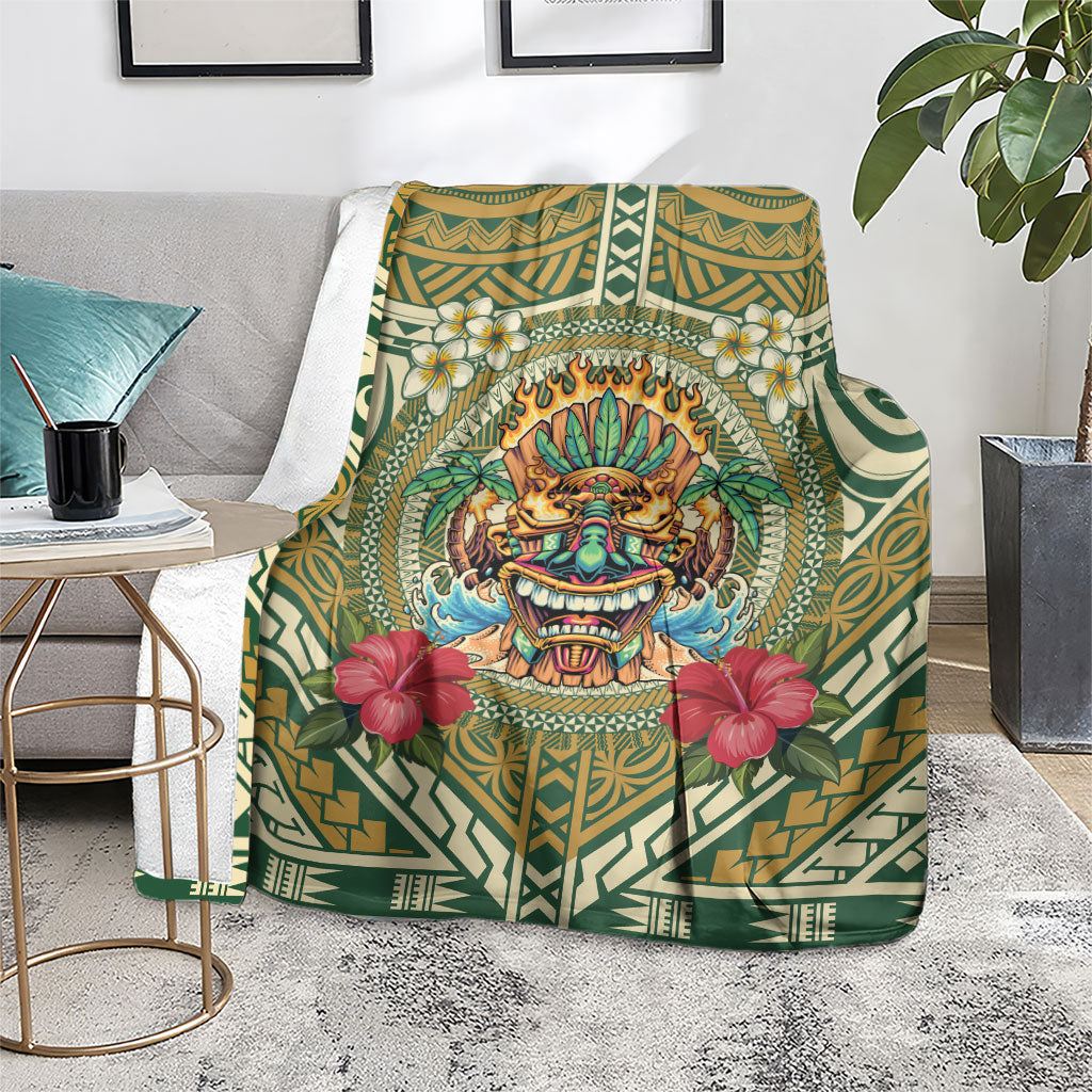 Hawaii Tiki Mask Blanket Mele Kalikimaka i Iulai!