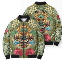 Hawaii Tiki Mask Personalized Bomber Puffer Jacket Mele Kalikimaka i Iulai!