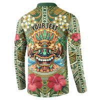 Hawaii Tiki Mask Personalized Button Sweatshirt Mele Kalikimaka i Iulai!
