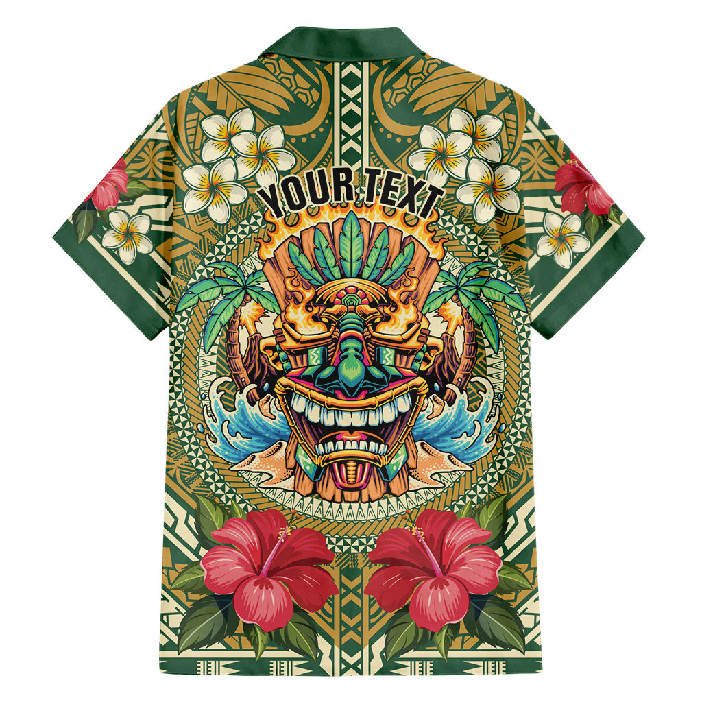 Hawaii Tiki Mask Personalized Family Matching Long Sleeve Bodycon Dress and Hawaiian Shirt Mele Kalikimaka i Iulai! LT9 - Polynesian Pride