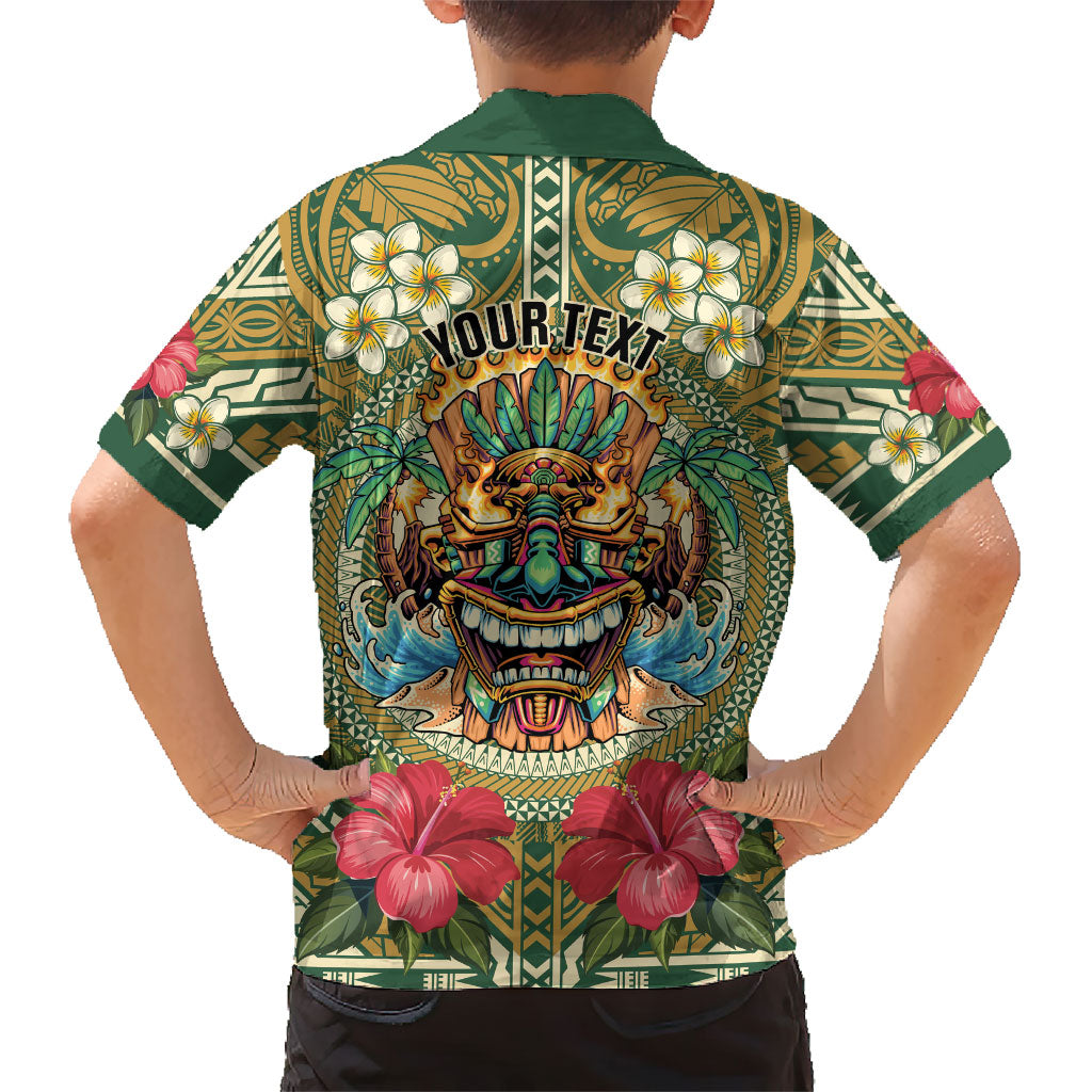 Hawaii Tiki Mask Personalized Family Matching Mermaid Dress and Hawaiian Shirt Mele Kalikimaka i Iulai! LT9 - Polynesian Pride