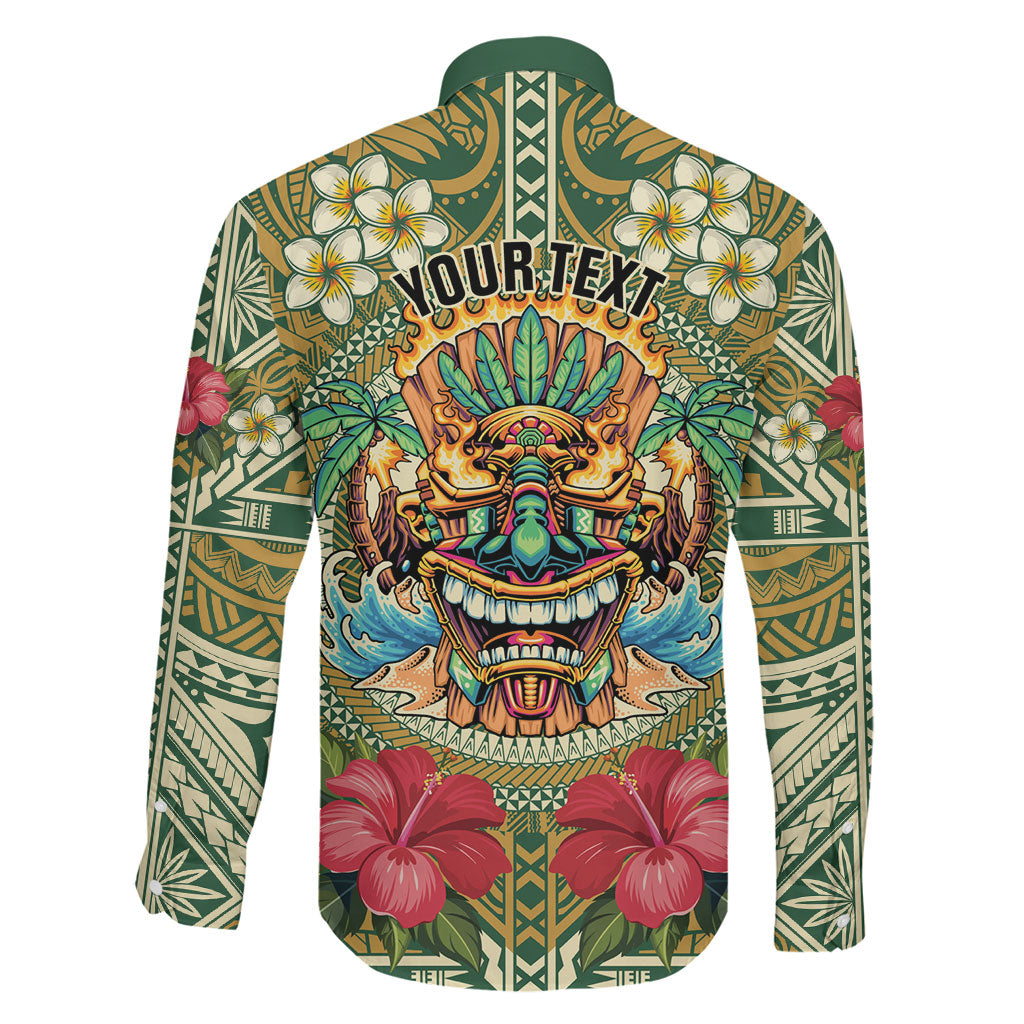 Hawaii Tiki Mask Personalized Family Matching Off Shoulder Short Dress and Hawaiian Shirt Mele Kalikimaka i Iulai! LT9 - Polynesian Pride