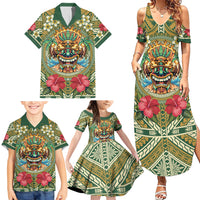 Hawaii Tiki Mask Personalized Family Matching Summer Maxi Dress and Hawaiian Shirt Mele Kalikimaka i Iulai! LT9 - Polynesian Pride