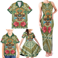Hawaii Tiki Mask Personalized Family Matching Tank Maxi Dress and Hawaiian Shirt Mele Kalikimaka i Iulai! LT9 - Polynesian Pride