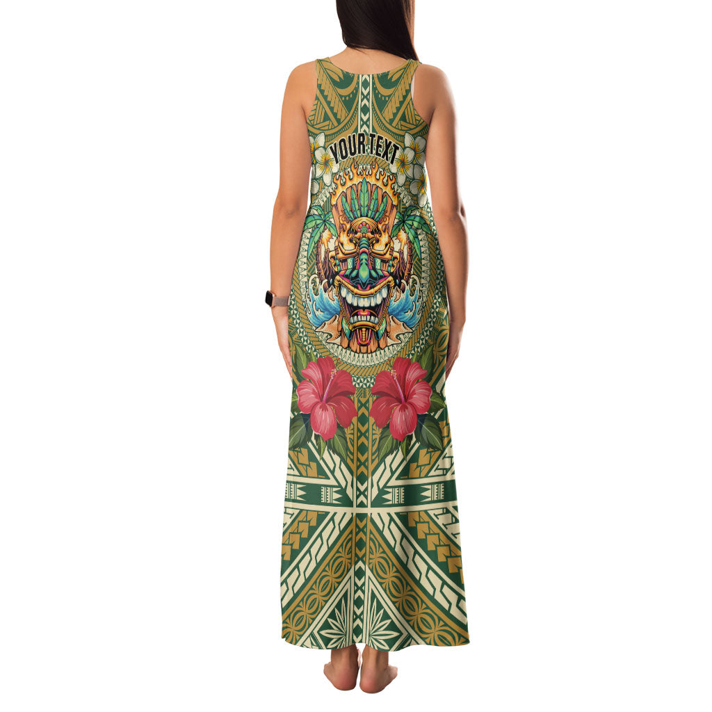 Hawaii Tiki Mask Personalized Family Matching Tank Maxi Dress and Hawaiian Shirt Mele Kalikimaka i Iulai! LT9 - Polynesian Pride