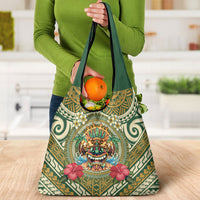 Hawaii Tiki Mask Grocery Bag Mele Kalikimaka i Iulai!