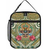 Hawaii Tiki Mask Lunch Bag Mele Kalikimaka i Iulai! LT9 10.2 × 8.3 × 4.3 inch Green - Polynesian Pride