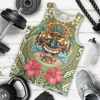 Hawaii Tiki Mask Personalized Men Tank Top Mele Kalikimaka i Iulai! LT9 - Polynesian Pride
