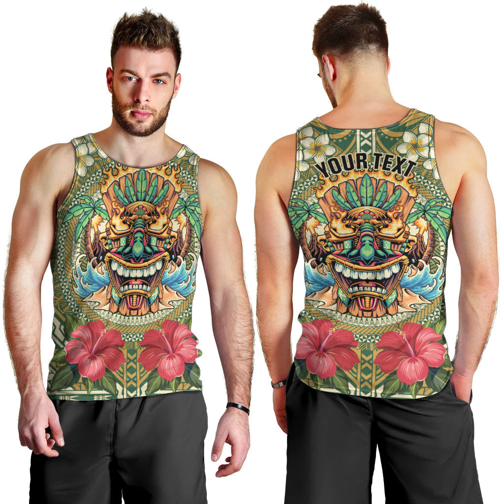Hawaii Tiki Mask Personalized Men Tank Top Mele Kalikimaka i Iulai! LT9 - Polynesian Pride