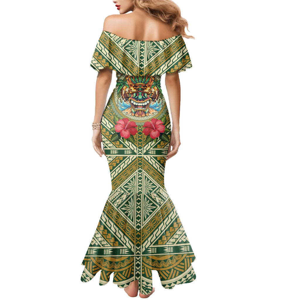Hawaii Tiki Mask Personalized Mermaid Dress Mele Kalikimaka i Iulai!