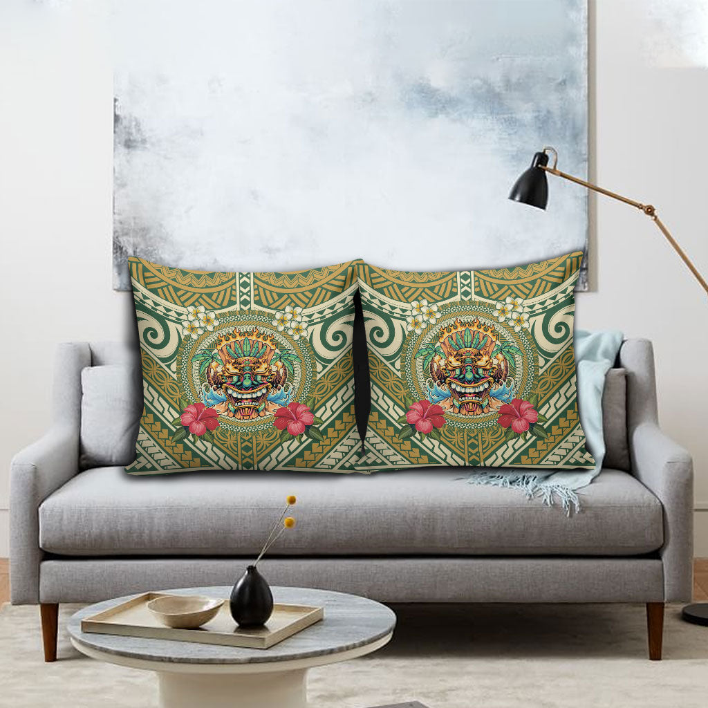 Hawaii Tiki Mask Pillow Cover Mele Kalikimaka i Iulai! LT9 - Polynesian Pride