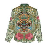 Hawaii Tiki Mask Personalized Women Casual Shirt Mele Kalikimaka i Iulai!