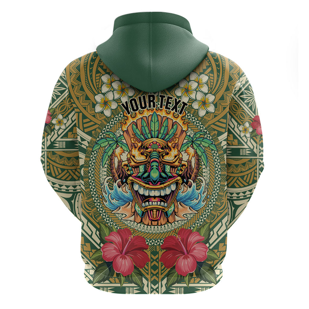Hawaii Tiki Mask Personalized Zip Hoodie Mele Kalikimaka i Iulai! LT9 - Polynesian Pride